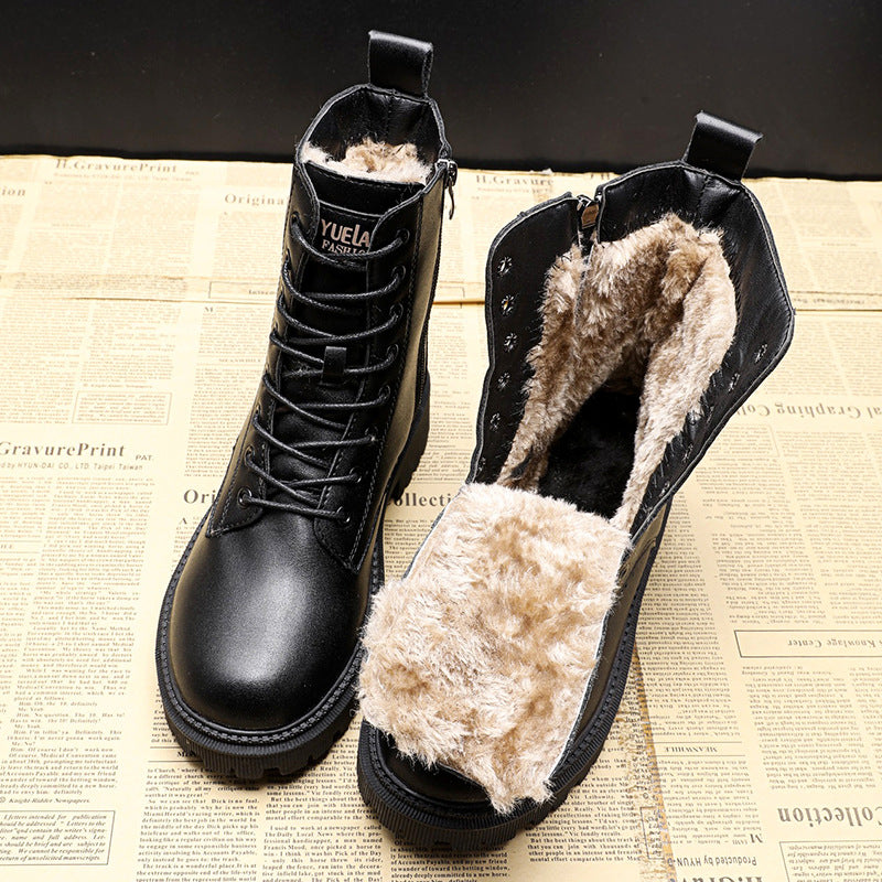 Delphine™ l Zwarte leren winterlaarzen