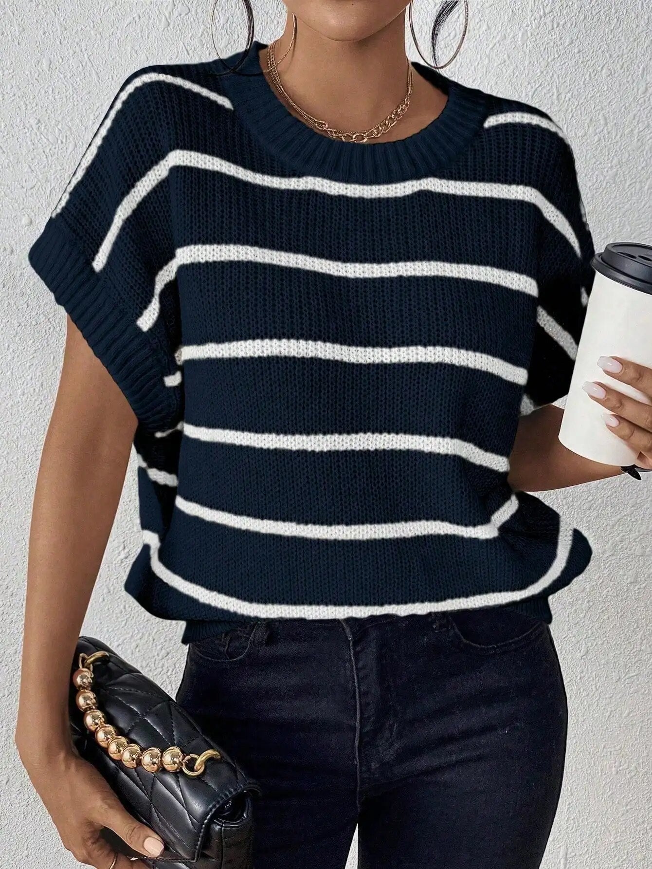 Millie™ l Casual Gestreepte Batwing Mouwen Gebreide Trui Top