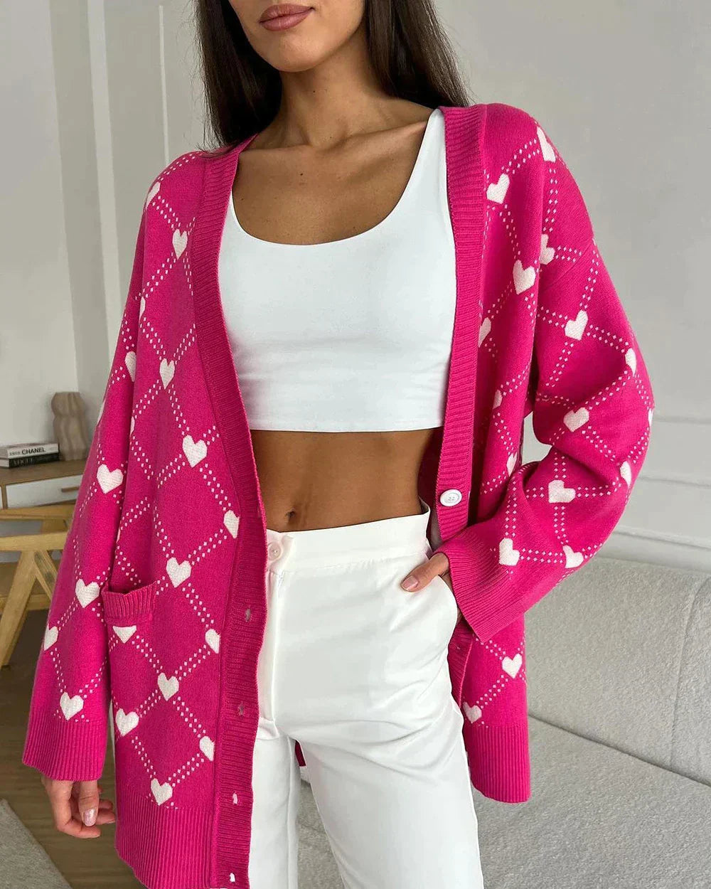 Sage™| Hartprint V-hals Los Vest