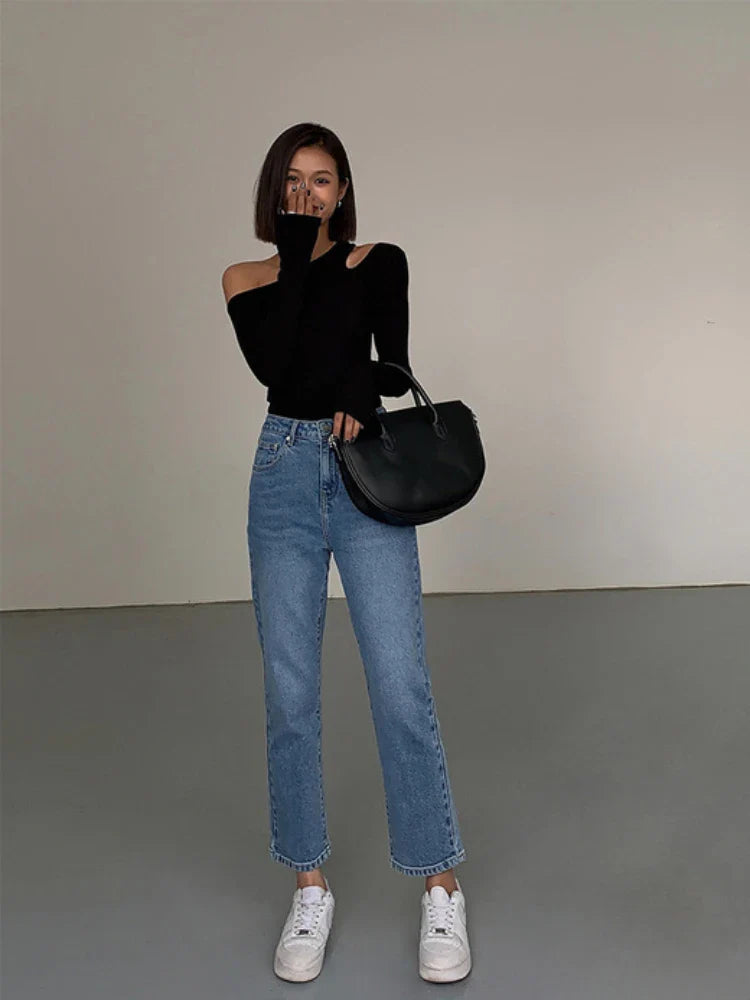 Floriana™ l Zwarte Off Shoulder T-Shirt