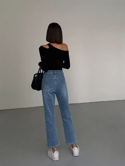 Floriana™ l Zwarte Off Shoulder T-Shirt