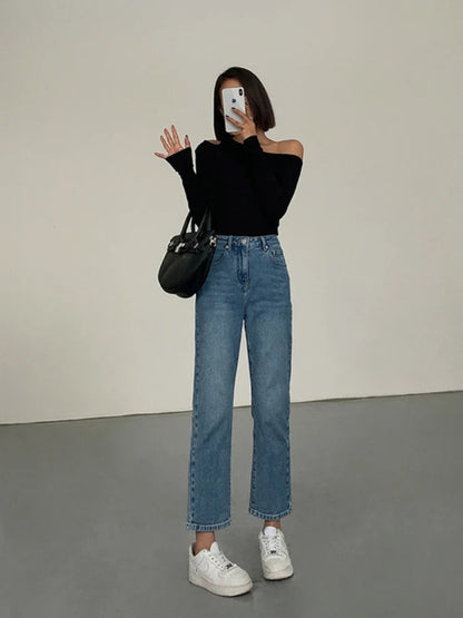 Floriana™ l Zwarte Off Shoulder T-Shirt
