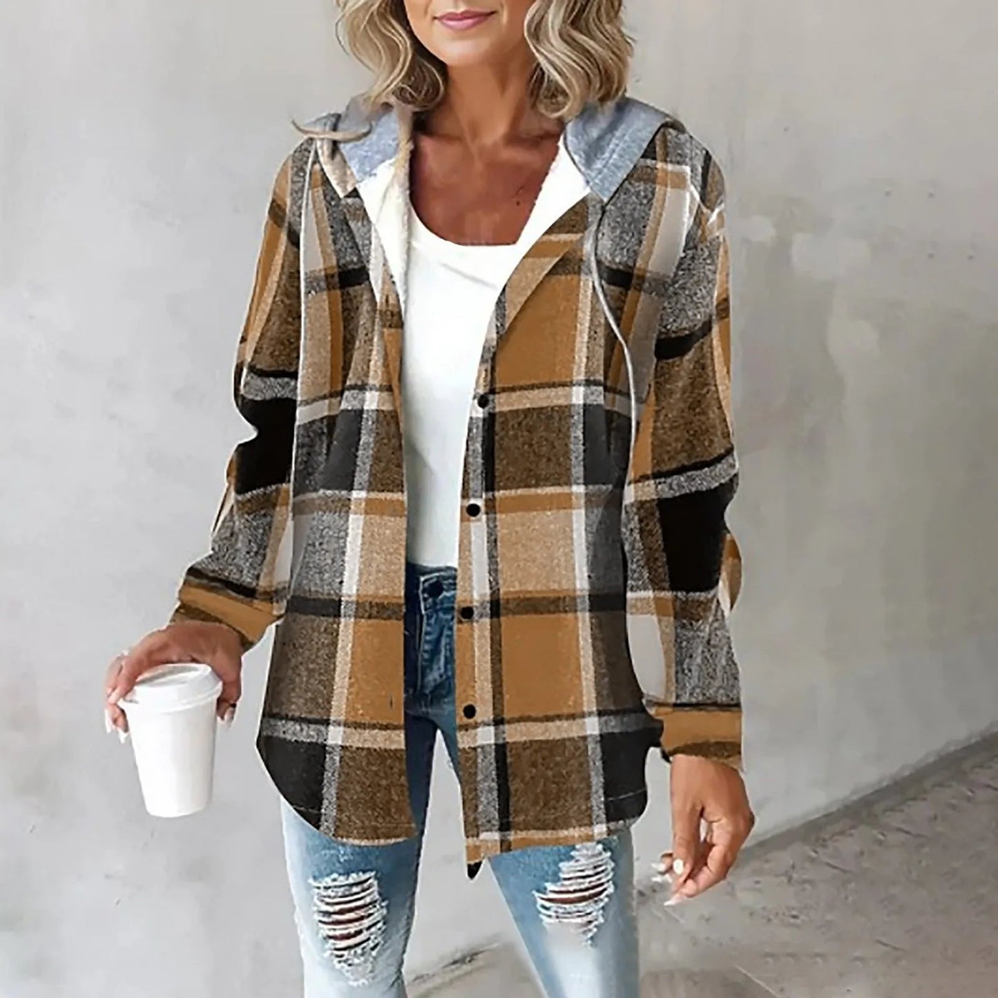 Rebecca™ | Geruite Hoodie Jas