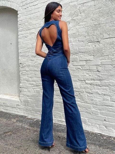 Liza ™ l Retro bodycon jumpsuit zonder rug