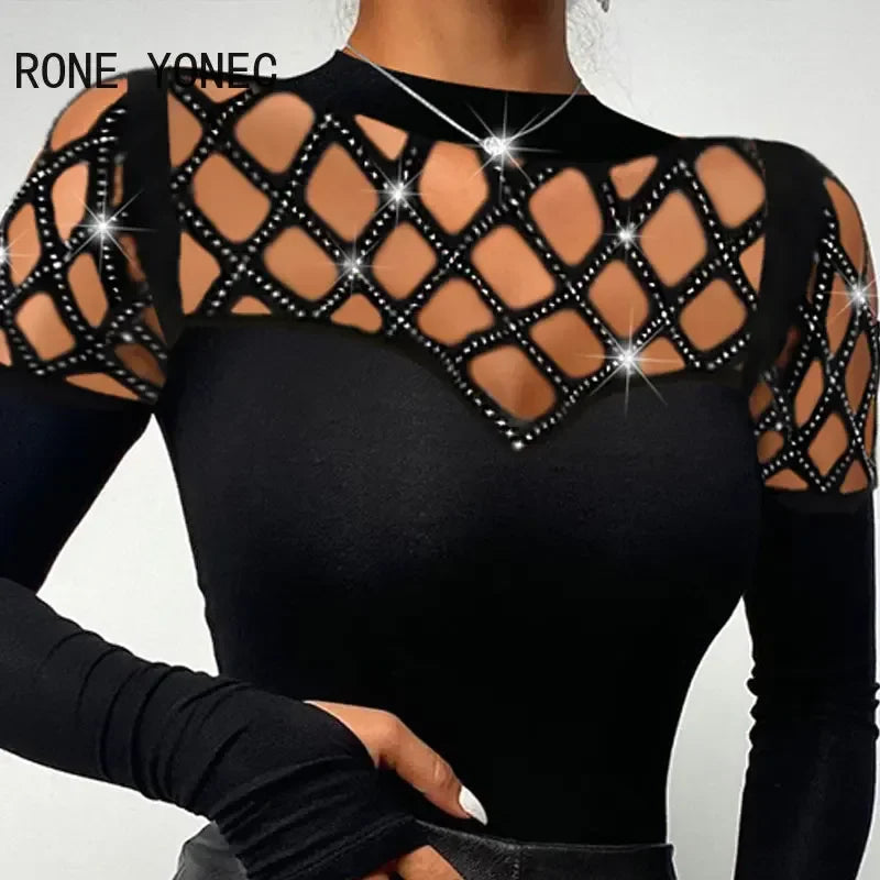Victoria™ l Chic Rhinestone Criss Cross  Long Sleeves