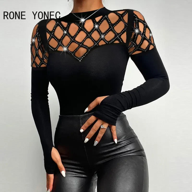 Victoria™ l Chic Rhinestone Criss Cross  Long Sleeves