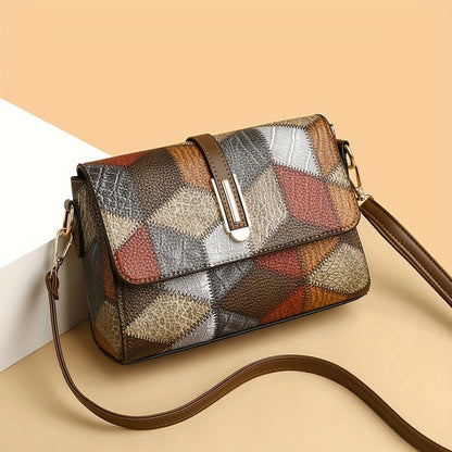 Annemiek™| Retro PU Leren Crossbody Tas met Kleurcontrast