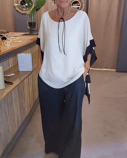 Tonia™ | Losvallende casual blouse in een contrasterende kleur