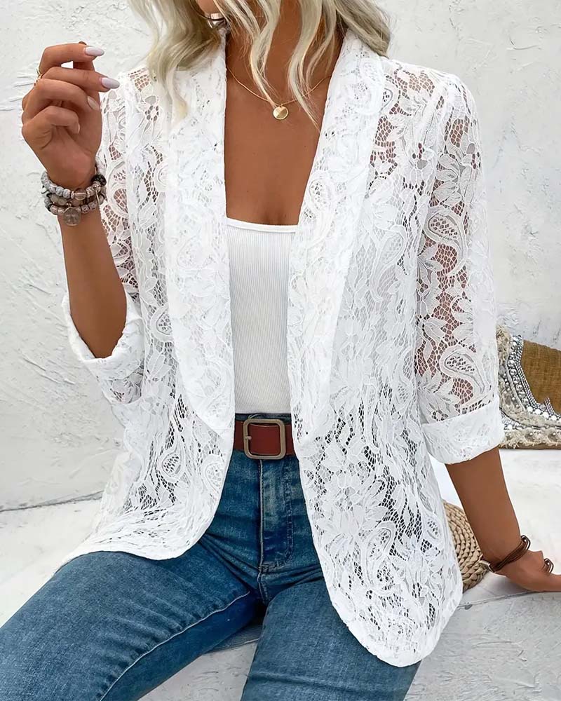 Sireli™ | Elegante Jas Met Gebloemde Kanten Revers