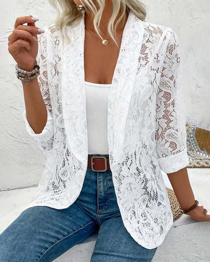 Sireli™ | Elegante Jas Met Gebloemde Kanten Revers