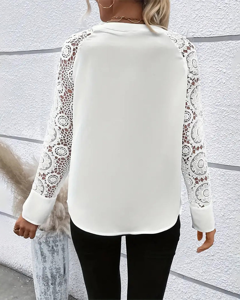 Aleen™ | Elegante Blouse met Kanten Mouwen