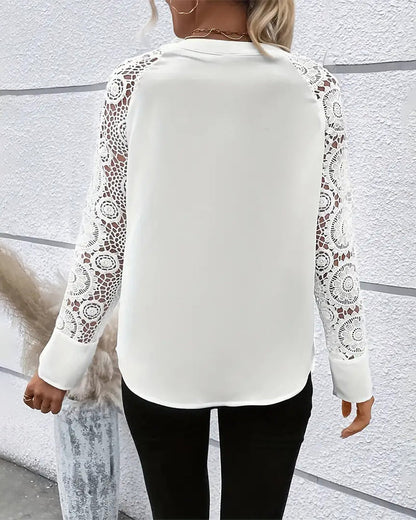 Aleen™ | Elegante Blouse met Kanten Mouwen