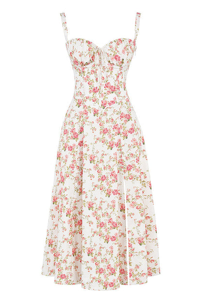 Carmen™ | Roze taille vormende midi-jurk