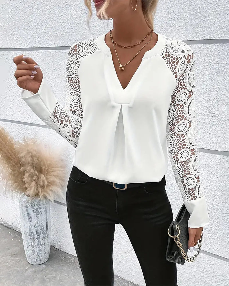 Aleen™ | Elegante Blouse met Kanten Mouwen