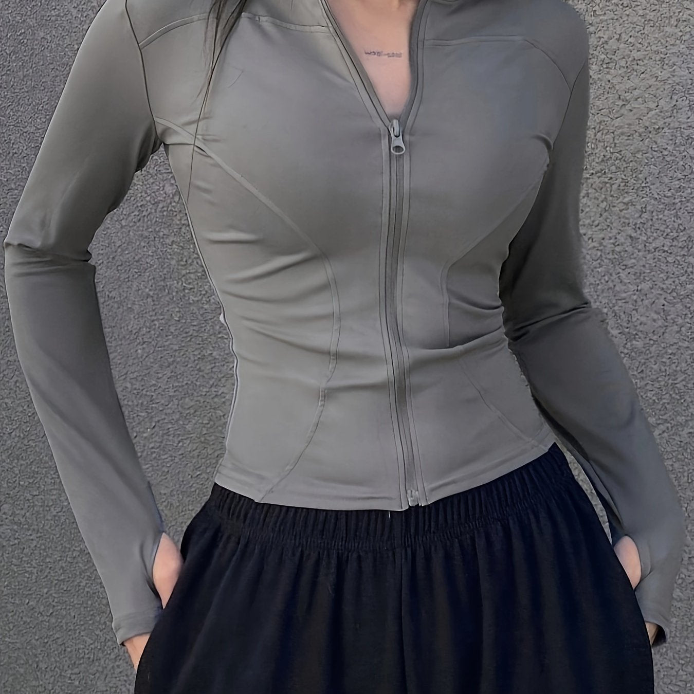 Mela™ | Effen Rollneck T-shirt met Rits