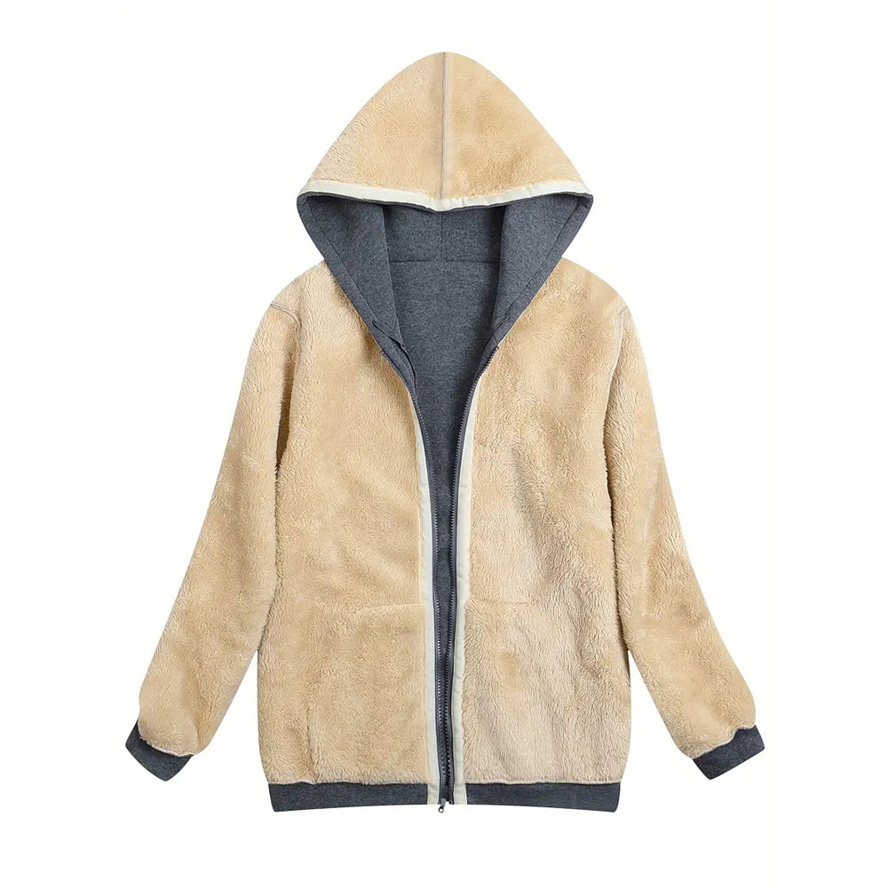 Lena™ l Met imitatiebont gevoerde jas met capuchon