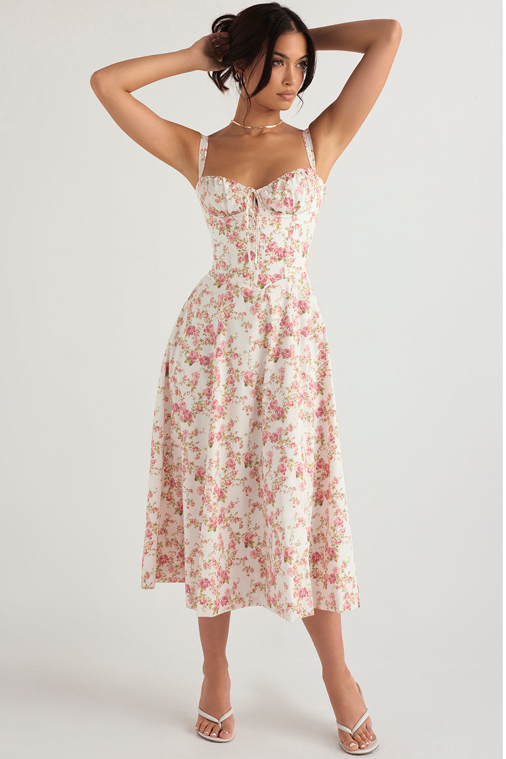 Carmen™ | Roze taille vormende midi-jurk