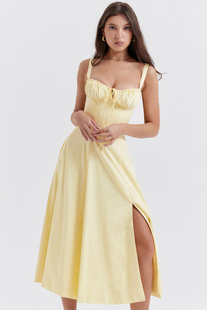 Carmen™ | Gele taille vormende midi-jurk