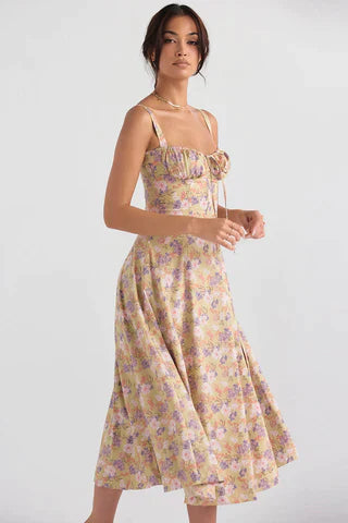 Carmen™ | Kleurrijke taille vormende midi-jurk