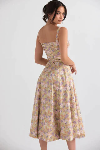 Carmen™ | Kleurrijke taille vormende midi-jurk
