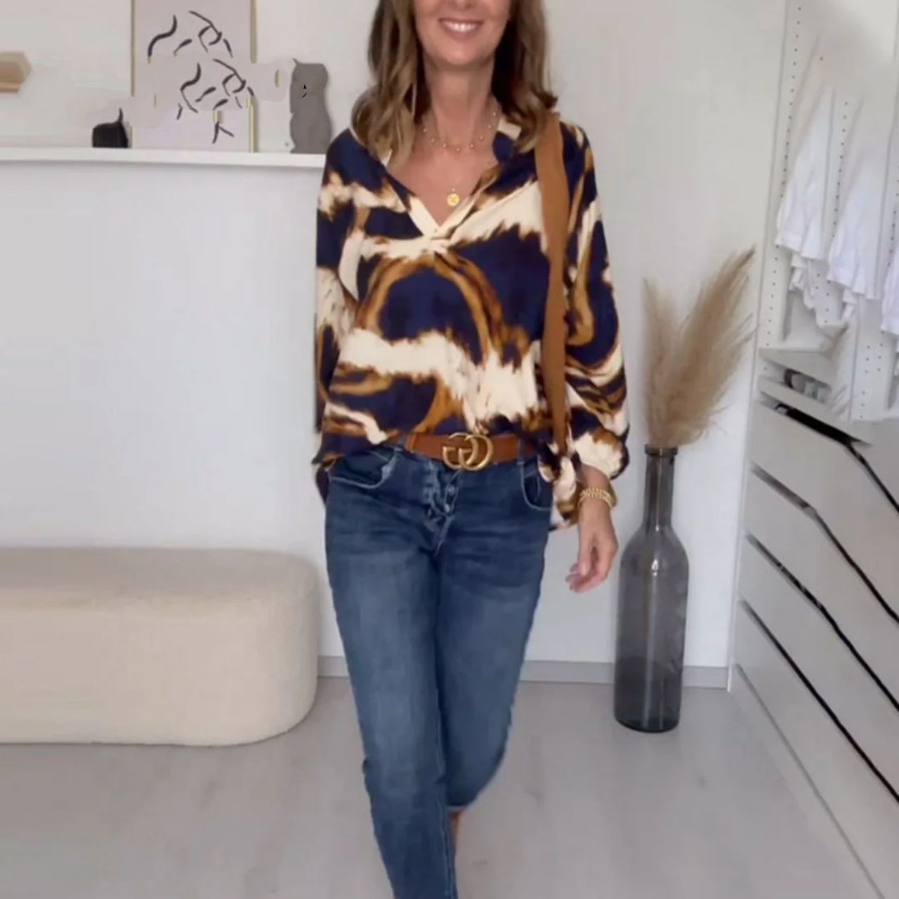 Mae™ | Klassieke Print V-Hals Top
