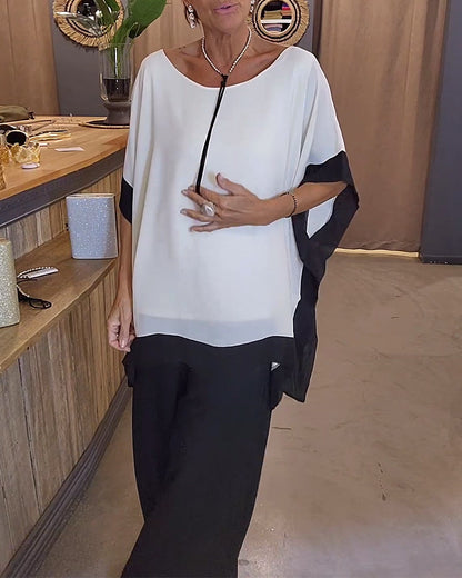 Tonia™ | Losvallende casual blouse in een contrasterende kleur