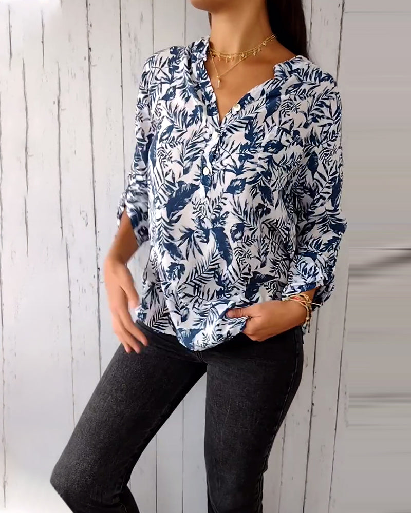 Fimea | Blouse met knoopsluiting en driekwart mouwen