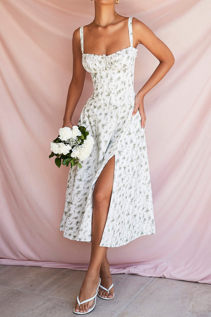 Carmen™ | Lichtgroen taille vormende midi-jurk