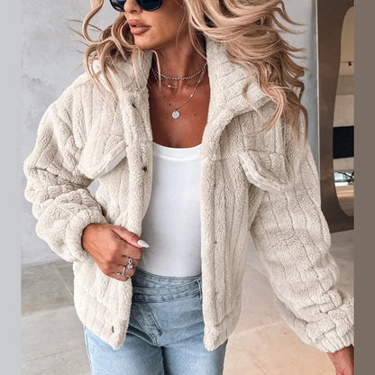 Dana™ l Turndown teddyjas met knoopsluiting en kraag