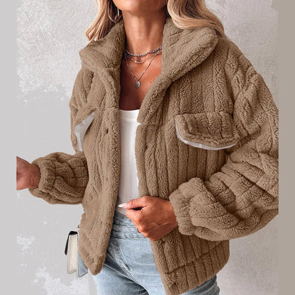 Dana™ l Turndown teddyjas met knoopsluiting en kraag