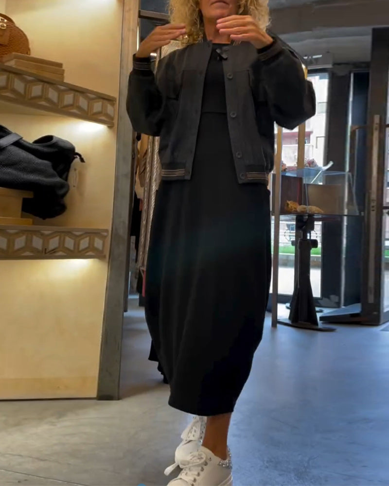 Alessandra™ | Ronde Hals Midi Jurk