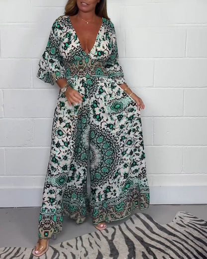 Liesea™ | Jumpsuit met print en diepe V-hals