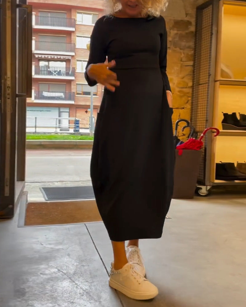 Alessandra™ | Ronde Hals Midi Jurk