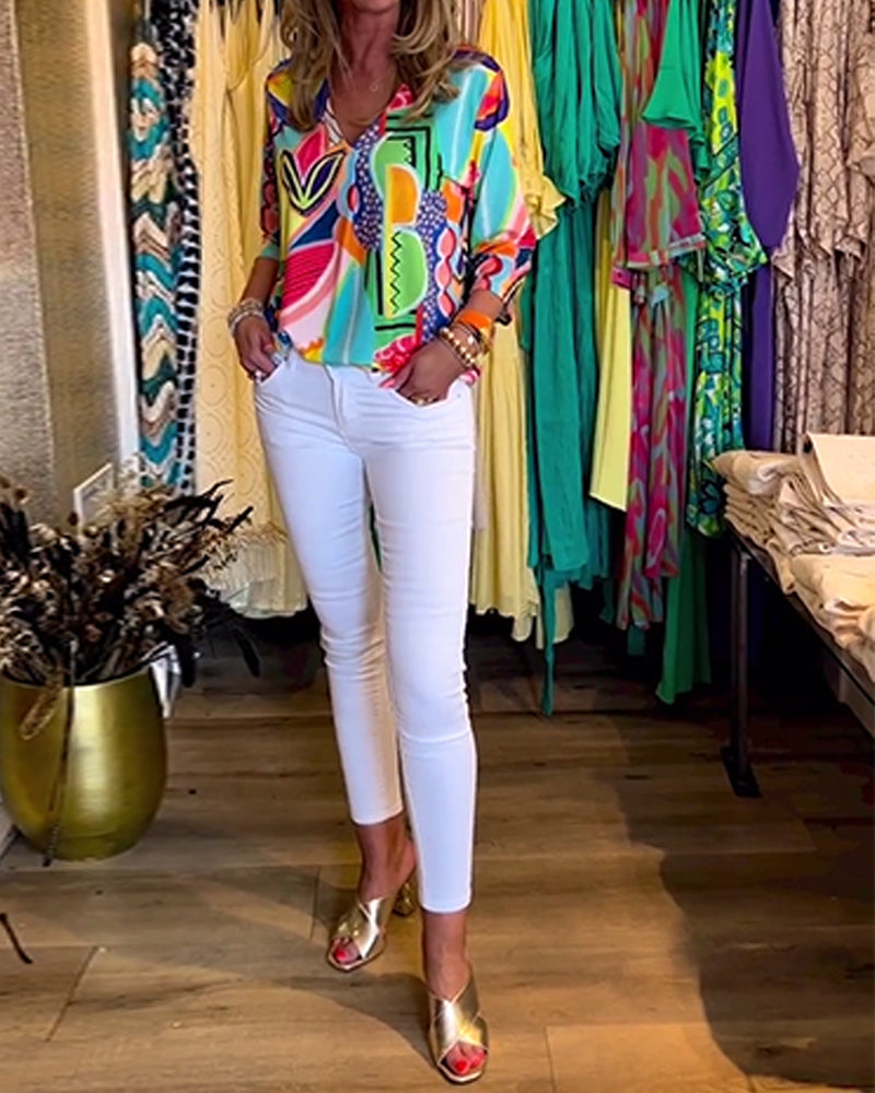 Zofia™ | Abstracte top met 3/4 mouwen