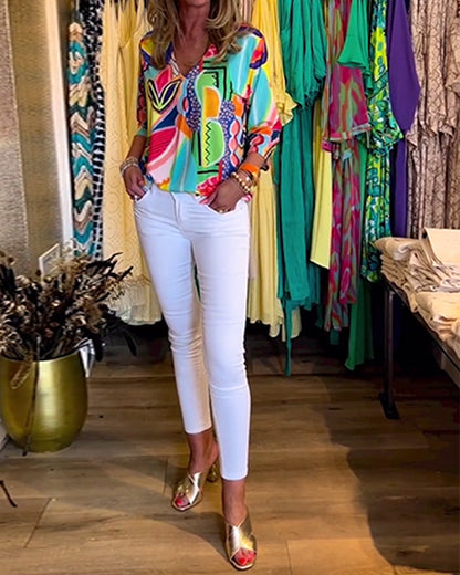 Zofia™ | Abstracte top met 3/4 mouwen