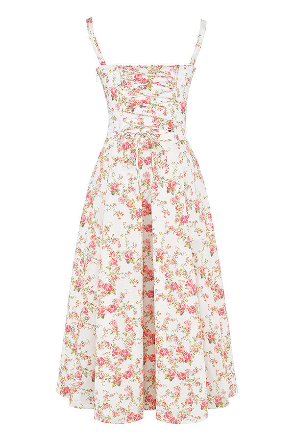 Carmen™ | Roze taille vormende midi-jurk