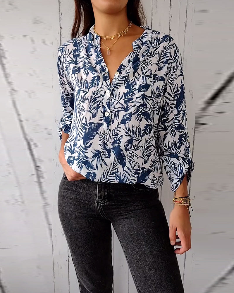 Fimea | Blouse met knoopsluiting en driekwart mouwen