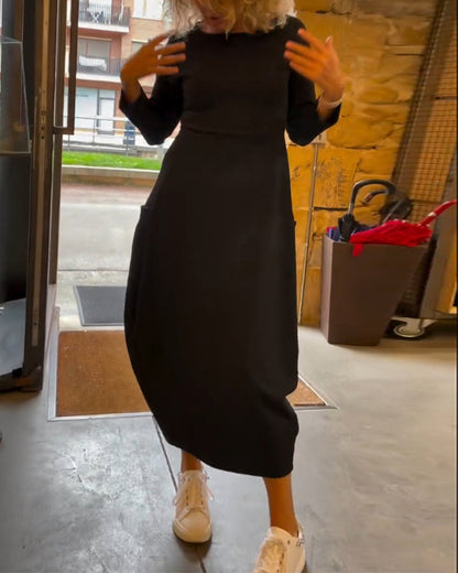 Alessandra™ | Ronde Hals Midi Jurk