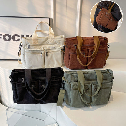 Claire™ | Klassieke draagtas in ribfluweel met grote capaciteit