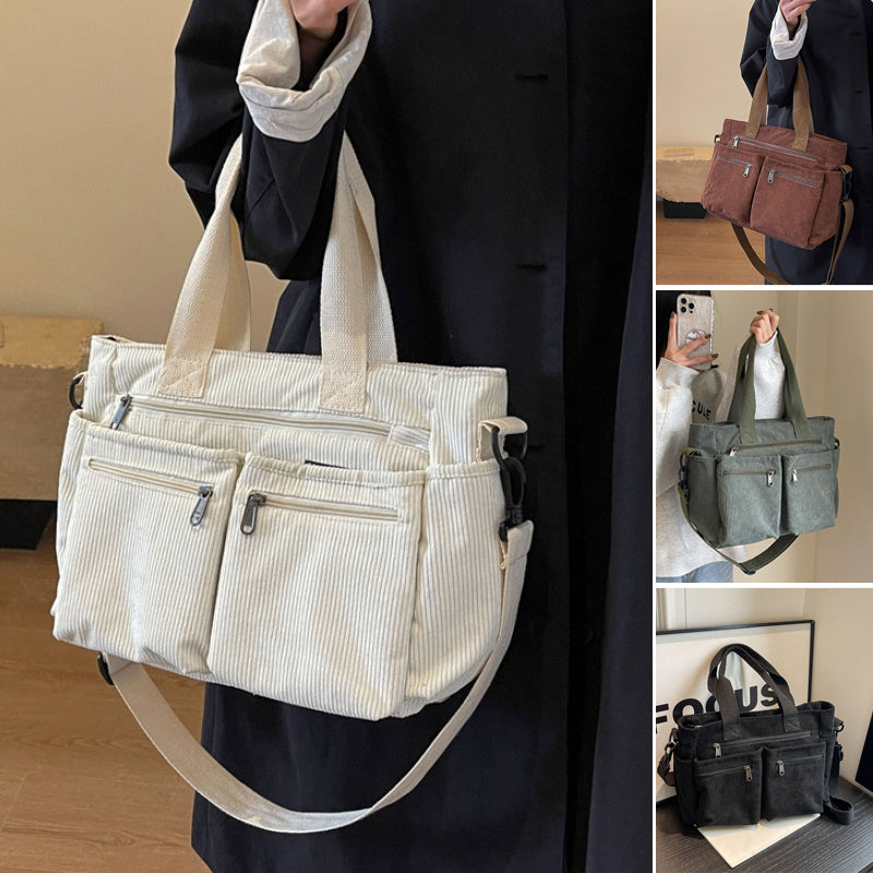 Claire™ | Klassieke draagtas in ribfluweel met grote capaciteit
