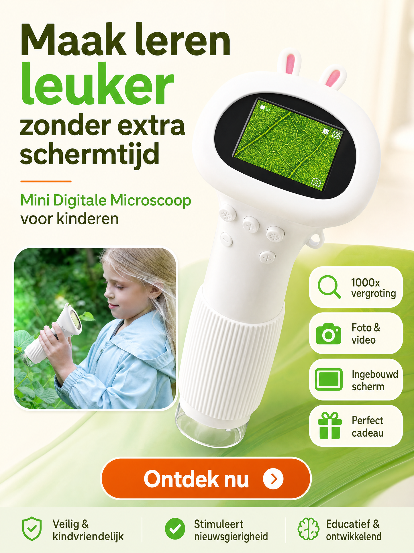 Digitale Kindermicroscoop – Educatief Speelgoed met Scherm & LED