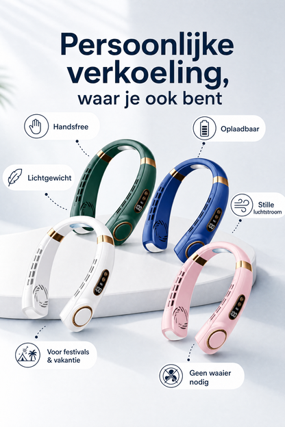 Draagbare Nekventilator – Oplaadbaar & Handsfree