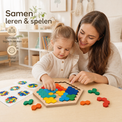 Houten Hexagon IQ Puzzel