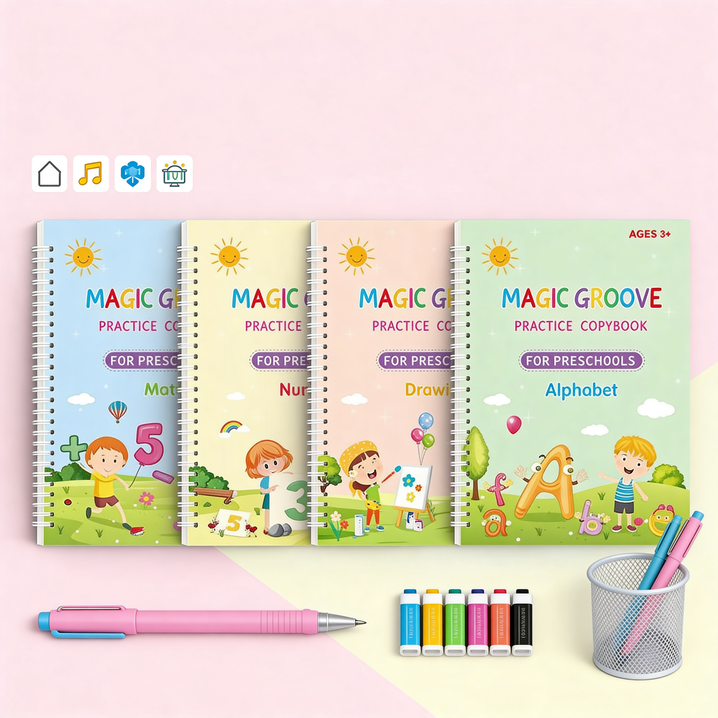 Magische schrijfboek voor Kinderen – Letters & Cijfers Leren Schrijven
