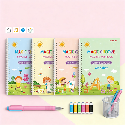 Magische schrijfboek voor Kinderen – Letters & Cijfers Leren Schrijven