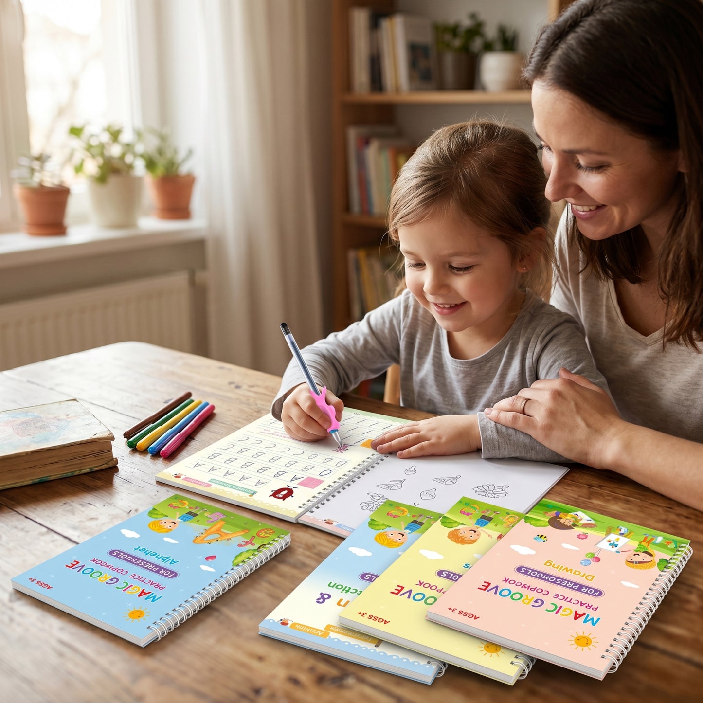 Magische schrijfboek voor Kinderen – Letters & Cijfers Leren Schrijven