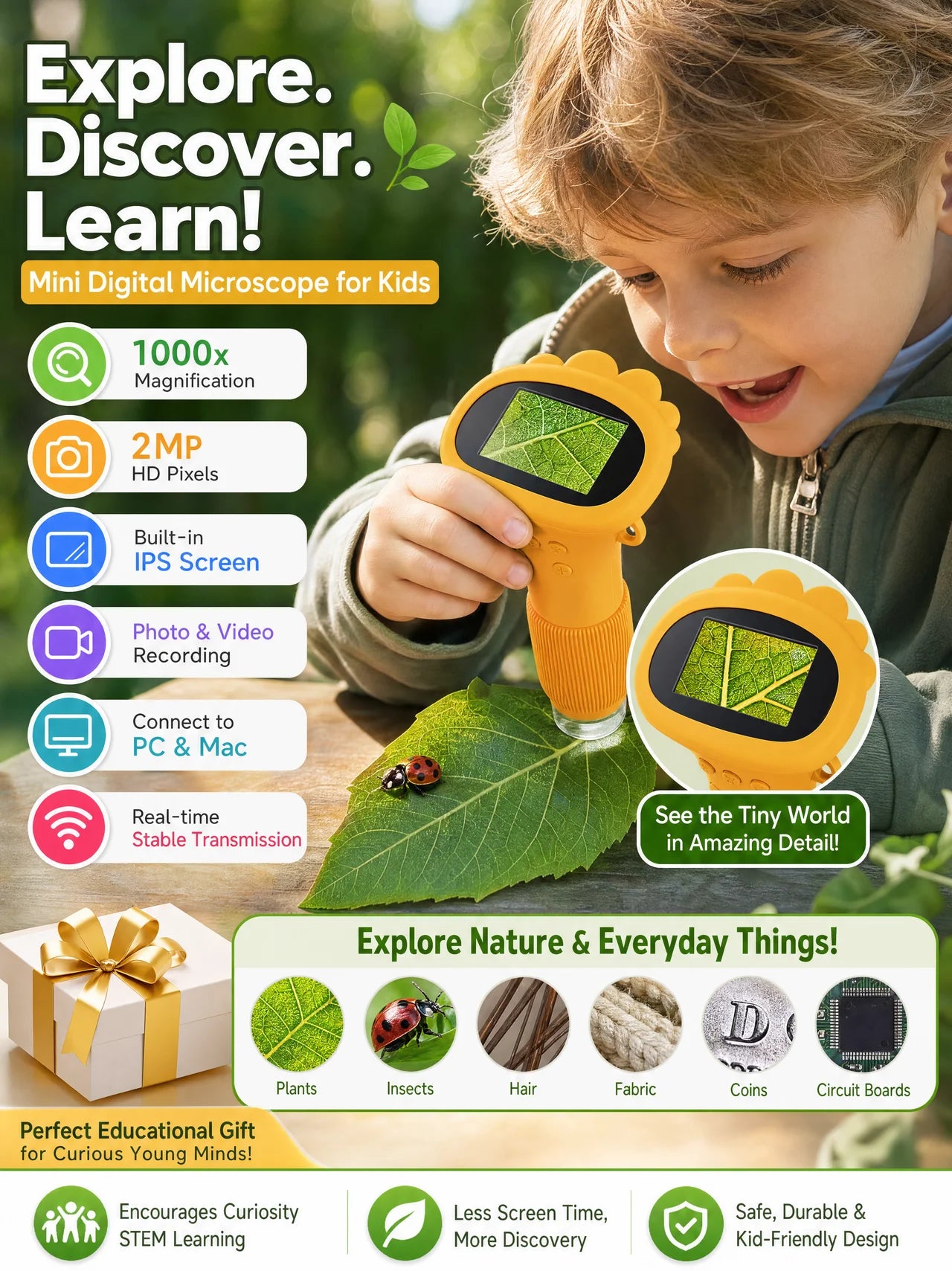Digitale Kindermicroscoop – Educatief Speelgoed met Scherm & LED