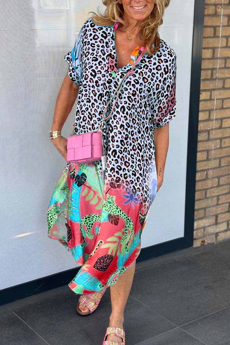 Phoebe™ | Casual Jurk Met Luipaardprint En Korte Mouwen