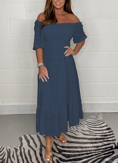 Mirda™ l Casual effen kleur geborduurde swingjurk