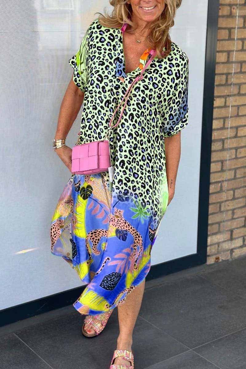 Phoebe™ | Casual Jurk Met Luipaardprint En Korte Mouwen